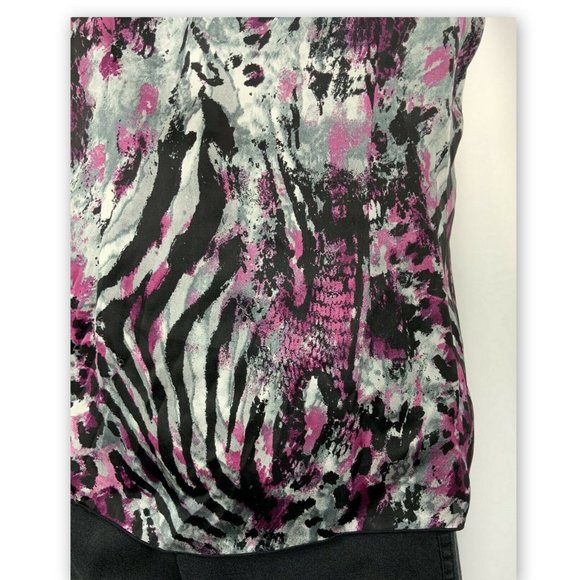 LARRY LEVINE Womens Size Medium Purple Black Zebra Tiger Sleeveless BLOUSE Top - Picture 5 of 6